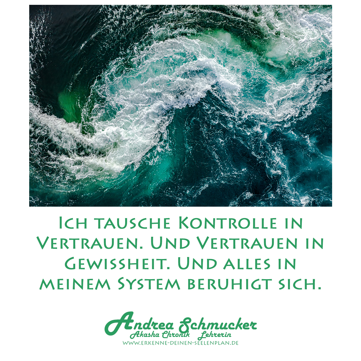 Visualisierung von innerem Frieden – Andrea Schmucker über die Transformation von Kontrolle in Vertrauen und Gewissheit. Spirituelle Botschaft zur Selbstermächtigung und Seelenführung.