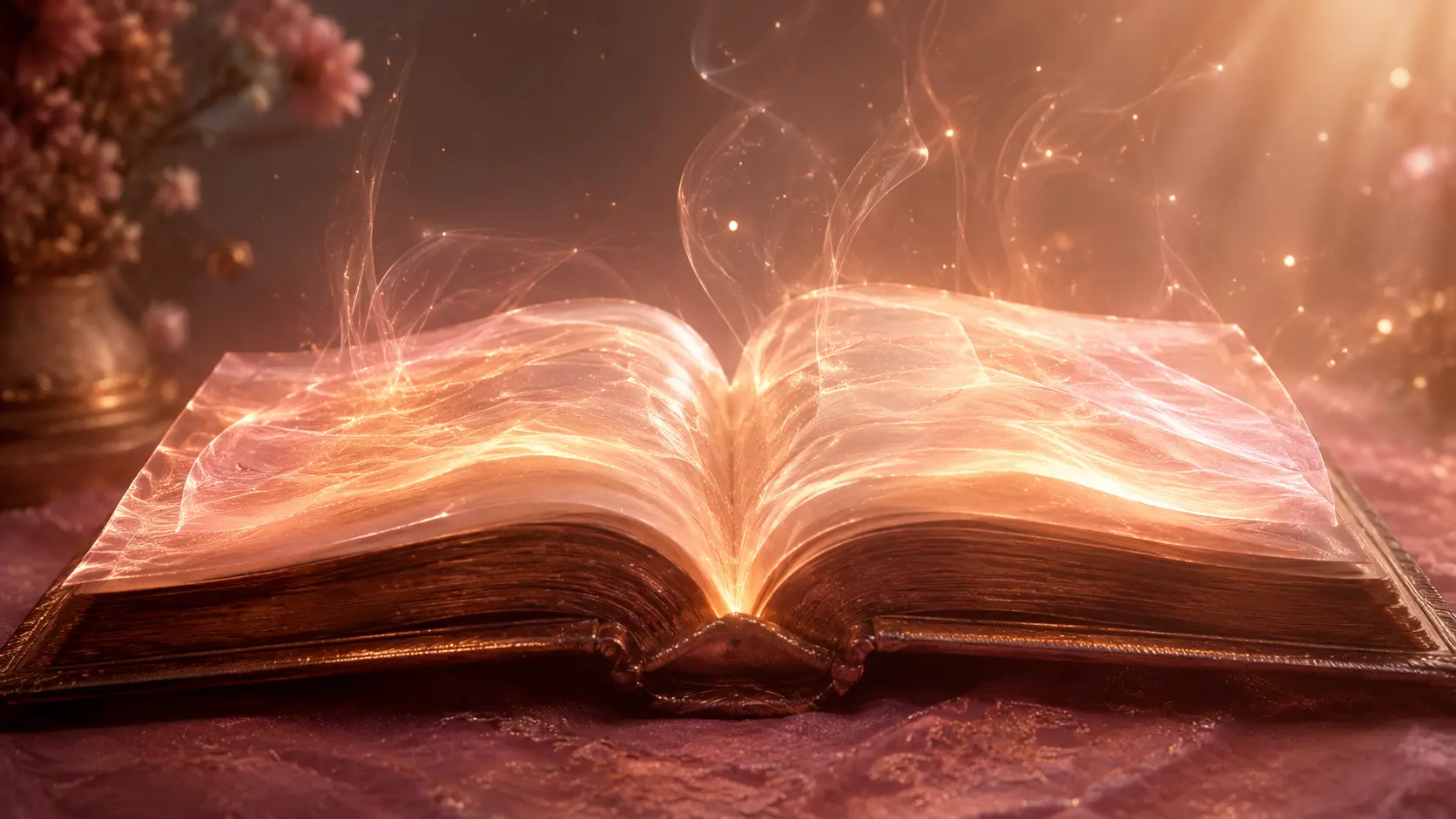 Ein aufgeschlagenes Buch aus Licht – Sinnbild für die Akasha Chronik Ausbildung