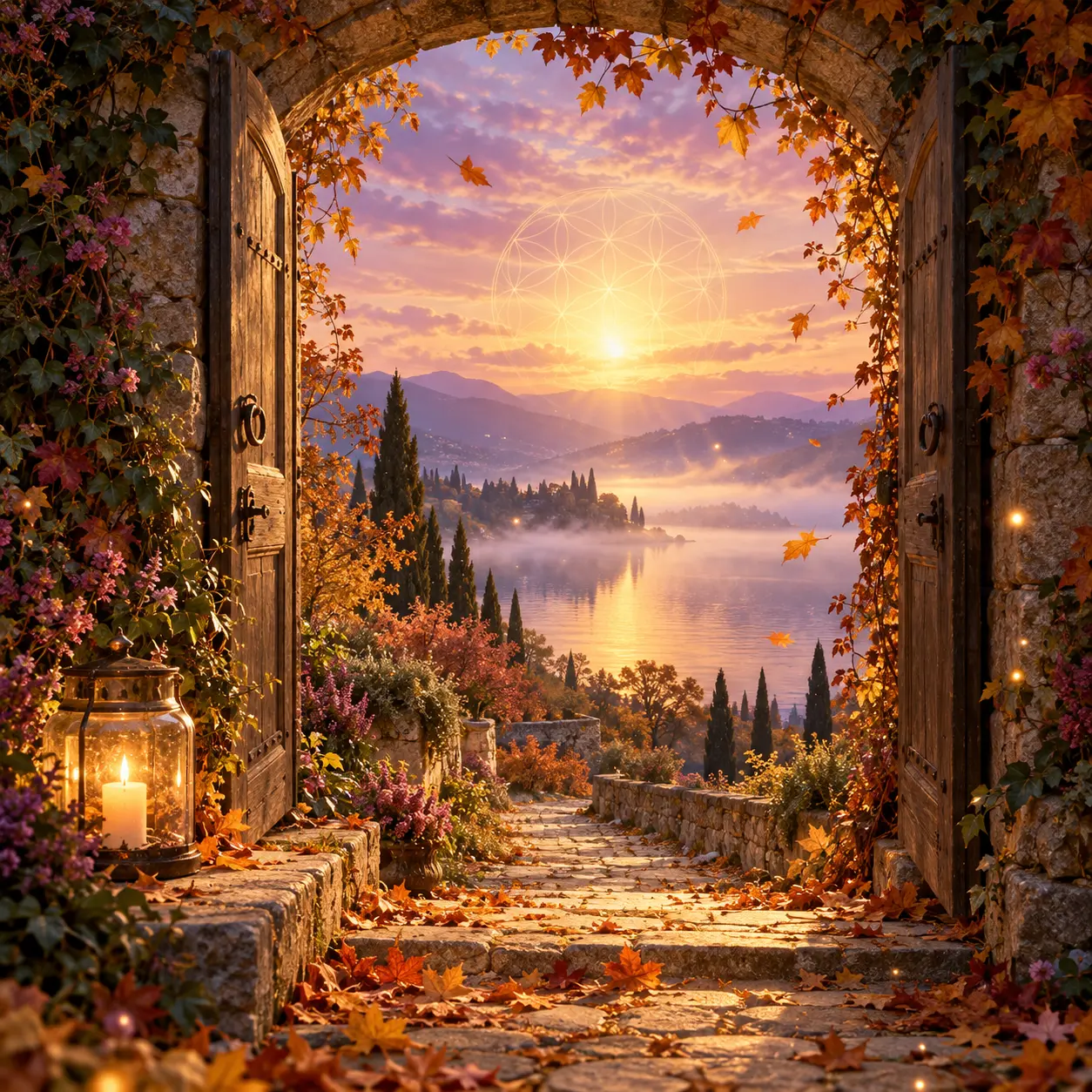 Akasha Chronik November 2026 – Andrea Schmucker Akasha Chronik November 2026 – offenes Tor in eine stille Herbstlandschaft | Andrea Schmucker